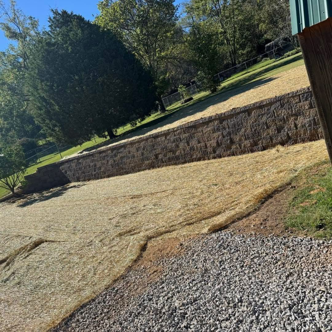 Retaining wall addition and erosion control in Clarksville, TN
